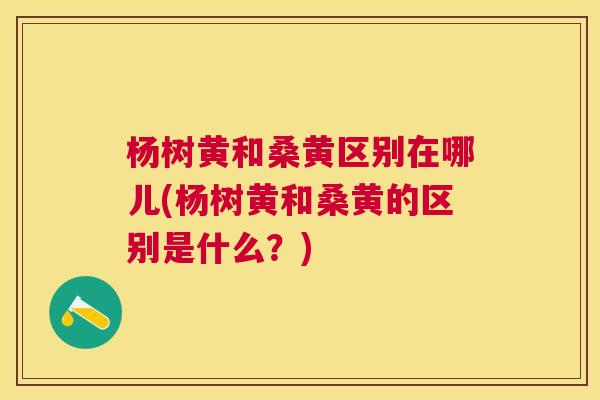 杨树黄和桑黄区别在哪儿(杨树黄和桑黄的区别是什么?) 杨树黄和桑黄区别在哪儿(杨树黄和桑黄的区别是什么?)