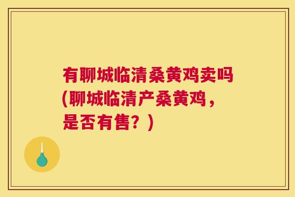 有聊城临清桑黄鸡卖吗(聊城临清产桑黄鸡,是否有售?) 有聊城临清桑黄鸡卖吗(聊城临清产桑黄鸡,是否有售?)