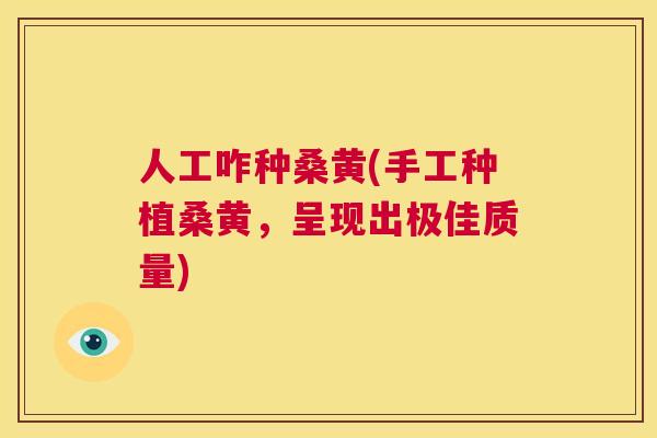 人工咋种桑黄(手工种植桑黄,呈现出极佳质量) 人工咋种桑黄(手工种植桑黄,呈现出极佳质量)