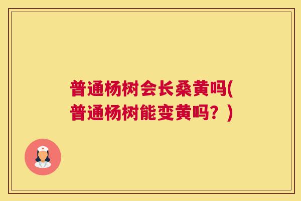 普通杨树会长桑黄吗(普通杨树能变黄吗?) 普通杨树会长桑黄吗(普通杨树能变黄吗?)
