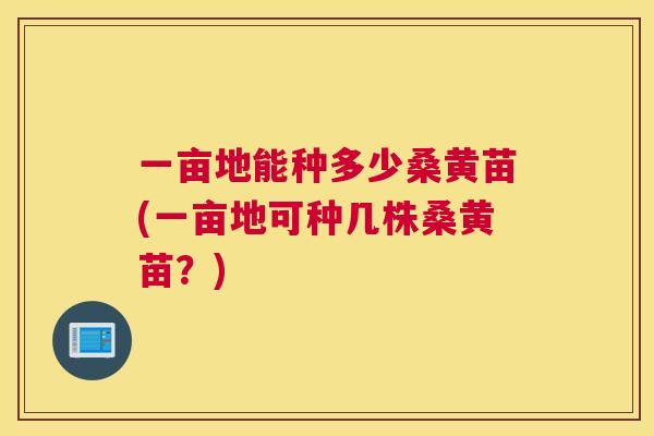 一亩地能种多少桑黄苗(一亩地可种几株桑黄苗?) 一亩地能种多少桑黄苗(一亩地可种几株桑黄苗?)