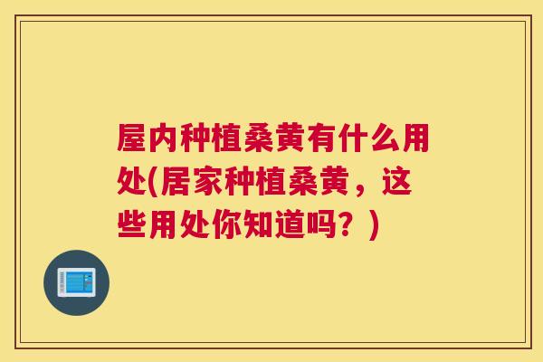 屋内种植桑黄有什么用处(居家种植桑黄,这些用处你知道吗?) 屋内种植桑黄有什么用处(居家种植桑黄,这些用处你知道吗?)