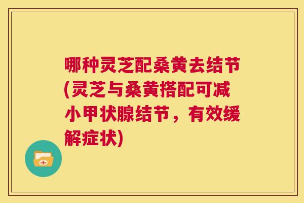 哪种灵芝配桑黄去结节(灵芝与桑黄搭配可减小结节,有效缓解症状) 哪种灵芝配桑黄去结节(灵芝与桑黄搭配可减小结节,有效缓解症状)