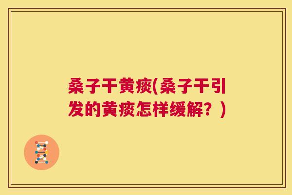 桑子干黄痰(桑子干引发的黄痰怎样缓解?) 桑子干黄痰(桑子干引发的黄痰怎样缓解?)