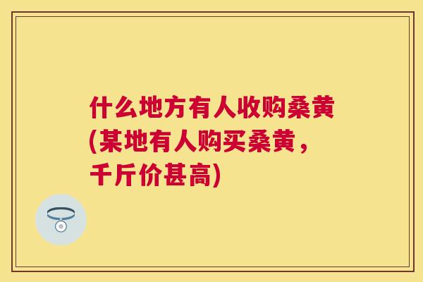 什么地方有人收购桑黄(某地有人购买桑黄,千斤价甚高) 什么地方有人收购桑黄(某地有人购买桑黄,千斤价甚高)