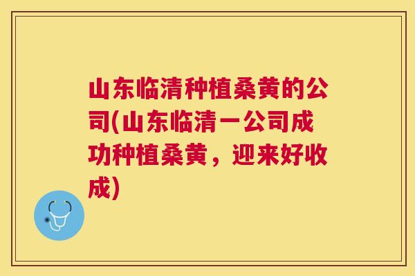 山东临清种植桑黄的公司(山东临清一公司成功种植桑黄,迎来好收成) 山东临清种植桑黄的公司(山东临清一公司成功种植桑黄,迎来好收成)