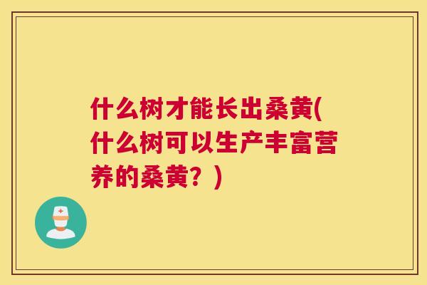 什么树才能长出桑黄(什么树可以生产丰富营养的桑黄？)