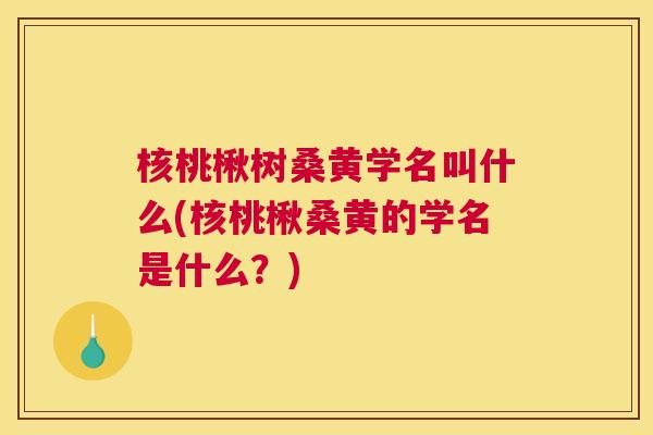 核桃楸树桑黄学名叫什么(核桃楸桑黄的学名是什么?) 核桃楸树桑黄学名叫什么(核桃楸桑黄的学名是什么?)