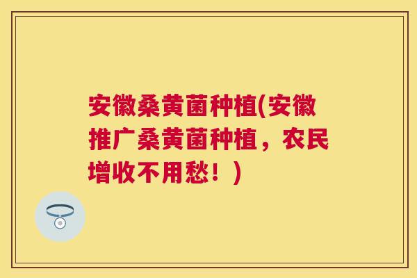 安徽桑黄菌种植(安徽推广桑黄菌种植,农民增收不用愁!) 安徽桑黄菌种植(安徽推广桑黄菌种植,农民增收不用愁!)