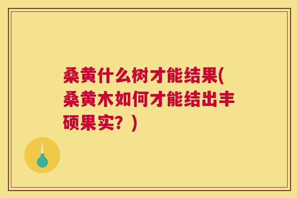 桑黄什么树才能结果(桑黄木如何才能结出丰硕果实?) 桑黄什么树才能结果(桑黄木如何才能结出丰硕果实?)