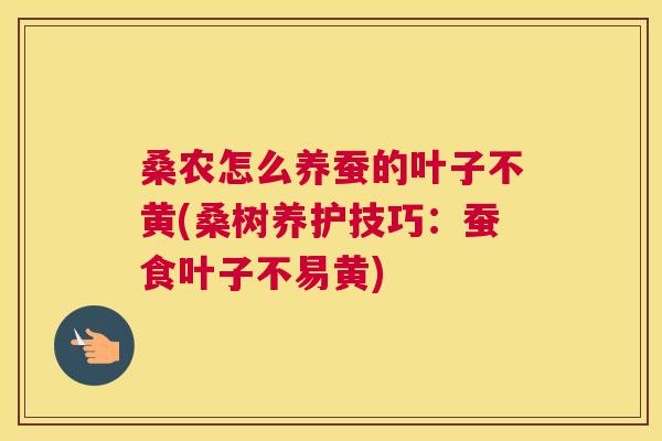桑农怎么养蚕的叶子不黄(桑树养护技巧:蚕食叶子不易黄) 桑农怎么养蚕的叶子不黄(桑树养护技巧:蚕食叶子不易黄)