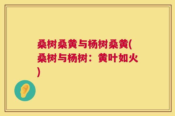 桑树桑黄与杨树桑黄(桑树与杨树:黄叶如火) 桑树桑黄与杨树桑黄(桑树与杨树:黄叶如火)