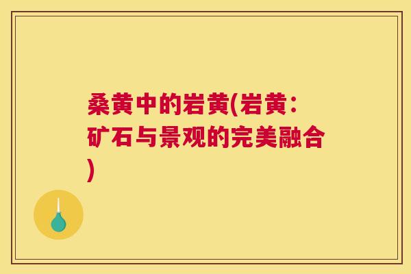 桑黄中的岩黄(岩黄：矿石与景观的完美融合)
