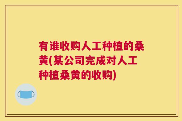 有谁收购人工种植的桑黄(某公司完成对人工种植桑黄的收购) 有谁收购人工种植的桑黄(某公司完成对人工种植桑黄的收购)