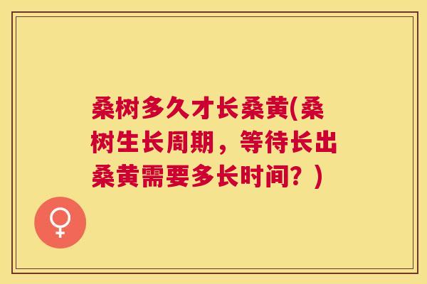 桑树多久才长桑黄(桑树生长周期,等待长出桑黄需要多长时间?) 桑树多久才长桑黄(桑树生长周期,等待长出桑黄需要多长时间?)