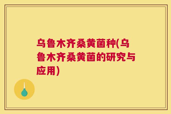乌鲁木齐桑黄菌种(乌鲁木齐桑黄菌的研究与应用) 乌鲁木齐桑黄菌种(乌鲁木齐桑黄菌的研究与应用)