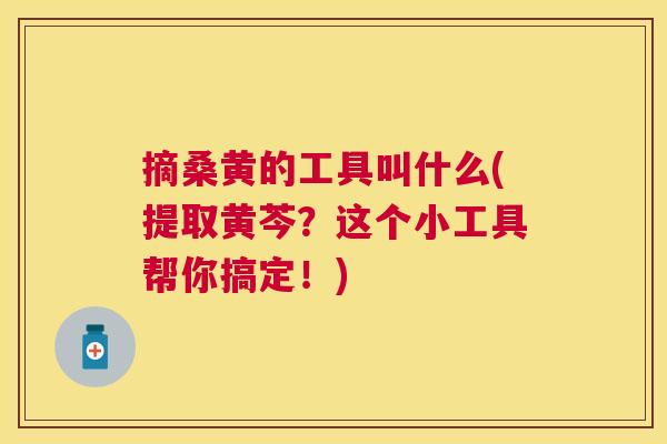 摘桑黄的工具叫什么(提取黄芩?这个小工具帮你搞定!) 摘桑黄的工具叫什么(提取黄芩?这个小工具帮你搞定!)
