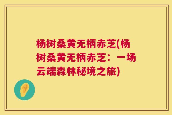 杨树桑黄无柄赤芝(杨树桑黄无柄赤芝:一场云端森林秘境之旅) 杨树桑黄无柄赤芝(杨树桑黄无柄赤芝:一场云端森林秘境之旅)