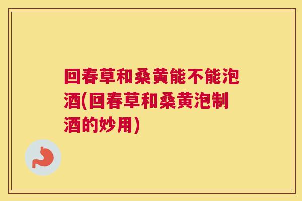 回春草和桑黄能不能泡酒(回春草和桑黄泡制酒的妙用) 回春草和桑黄能不能泡酒(回春草和桑黄泡制酒的妙用)
