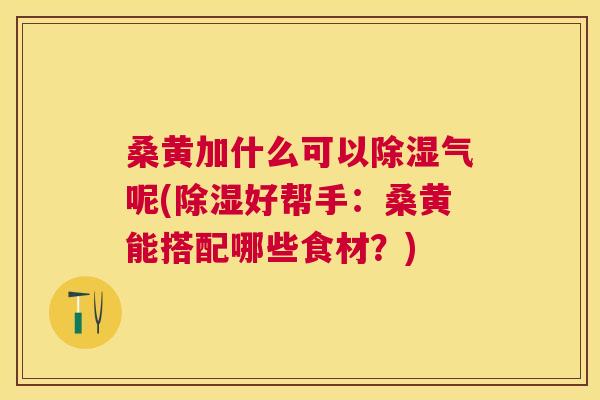 桑黄加什么可以除湿气呢(除湿好帮手：桑黄能搭配哪些食材？)