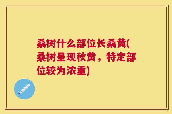 桑树什么部位长桑黄(桑树呈现秋黄,特定部位较为浓重) 桑树什么部位长桑黄(桑树呈现秋黄,特定部位较为浓重)