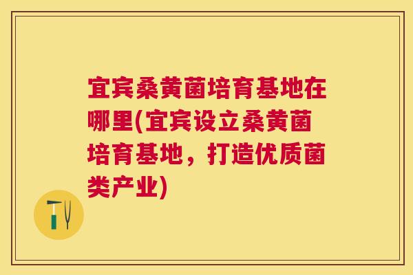 宜宾桑黄菌培育基地在哪里(宜宾设立桑黄菌培育基地,打造优质菌类产业) 宜宾桑黄菌培育基地在哪里(宜宾设立桑黄菌培育基地,打造优质菌类产业)