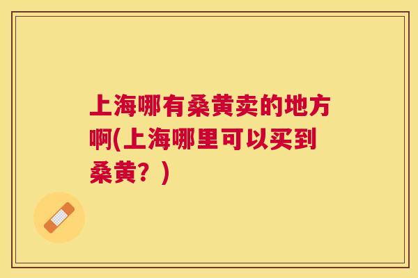 上海哪有桑黄卖的地方啊(上海哪里可以买到桑黄?) 上海哪有桑黄卖的地方啊(上海哪里可以买到桑黄?)