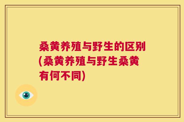 桑黄养殖与野生的区别(桑黄养殖与野生桑黄有何不同) 桑黄养殖与野生的区别(桑黄养殖与野生桑黄有何不同)