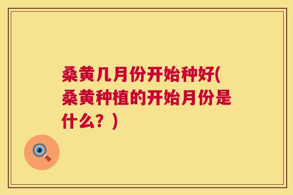 桑黄几月份开始种好(桑黄种植的开始月份是什么?) 桑黄几月份开始种好(桑黄种植的开始月份是什么?)