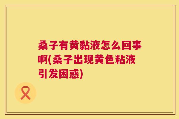 桑子有黄黏液怎么回事啊(桑子出现黄色粘液引发困惑) 桑子有黄黏液怎么回事啊(桑子出现黄色粘液引发困惑)