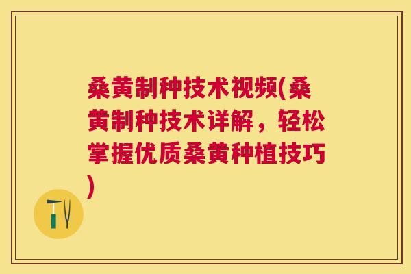 桑黄制种技术视频(桑黄制种技术详解,轻松掌握优质桑黄种植技巧) 桑黄制种技术视频(桑黄制种技术详解,轻松掌握优质桑黄种植技巧)
