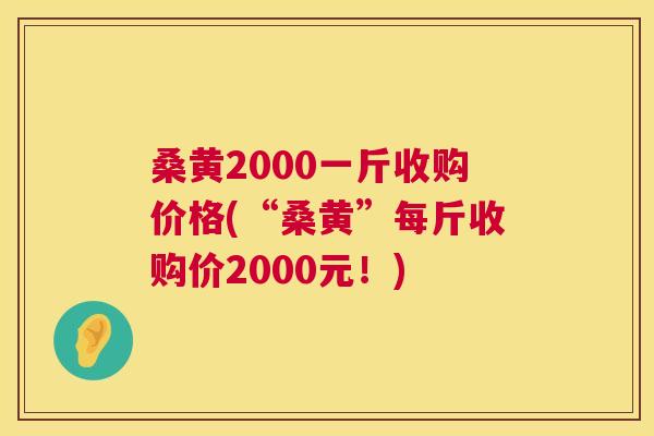 桑黄2000一斤收购价格(“桑黄”每斤收购价2000元！)