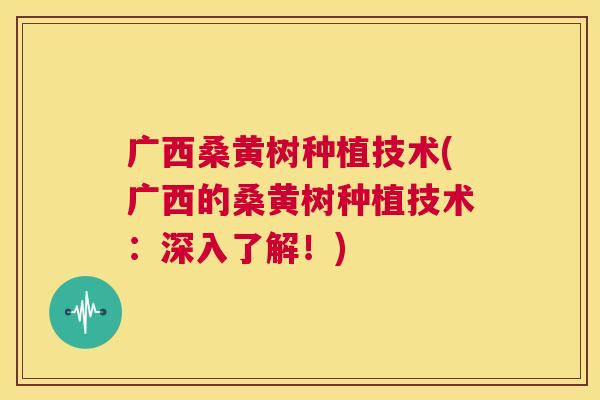 广西桑黄树种植技术(广西的桑黄树种植技术:深入了解!) 广西桑黄树种植技术(广西的桑黄树种植技术:深入了解!)