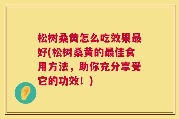 松树桑黄怎么吃效果好(松树桑黄的佳食用方法,助你充分享受它的功效!) 松树桑黄怎么吃效果好(松树桑黄的佳食用方法,助你充分享受它的功效!)