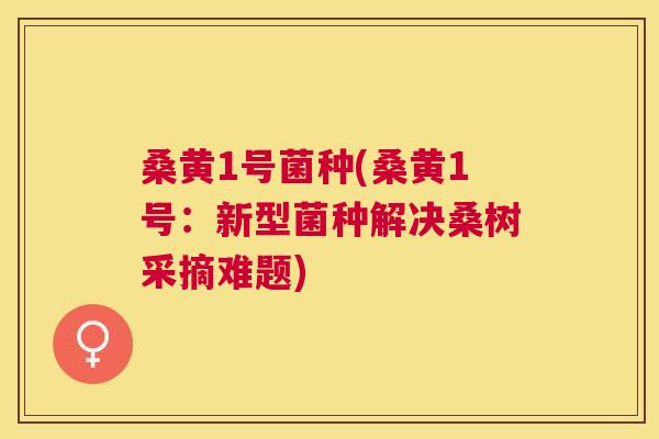 桑黄1号菌种(桑黄1号:新型菌种解决桑树采摘难题) 桑黄1号菌种(桑黄1号:新型菌种解决桑树采摘难题)