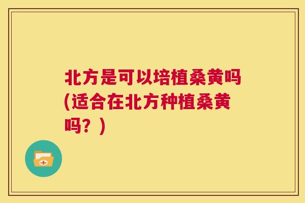 北方是可以培植桑黄吗(适合在北方种植桑黄吗?) 北方是可以培植桑黄吗(适合在北方种植桑黄吗?)