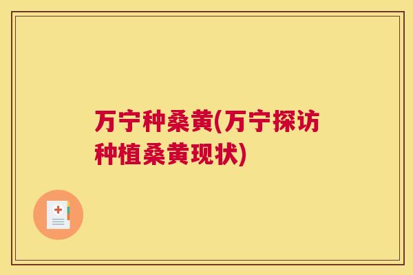万宁种桑黄(万宁探访种植桑黄现状) 万宁种桑黄(万宁探访种植桑黄现状)