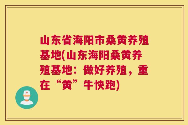 山东省海阳市桑黄养殖基地(山东海阳桑黄养殖基地:做好养殖,重在“黄”牛快跑) 山东省海阳市桑黄养殖基地(山东海阳桑黄养殖基地:做好养殖,重在“黄”牛快跑)