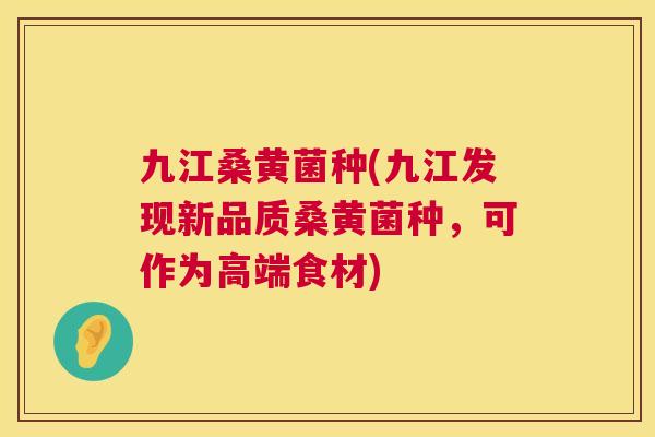 九江桑黄菌种(九江发现新品质桑黄菌种,可作为高端食材) 九江桑黄菌种(九江发现新品质桑黄菌种,可作为高端食材)