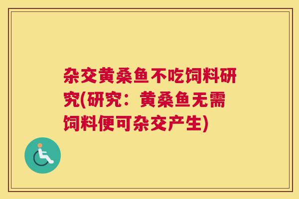 杂交黄桑鱼不吃饲料研究(研究:黄桑鱼无需饲料便可杂交产生) 杂交黄桑鱼不吃饲料研究(研究:黄桑鱼无需饲料便可杂交产生)