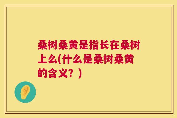 桑树桑黄是指长在桑树上么(什么是桑树桑黄的含义？)