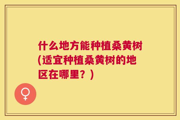 什么地方能种植桑黄树(适宜种植桑黄树的地区在哪里?) 什么地方能种植桑黄树(适宜种植桑黄树的地区在哪里?)