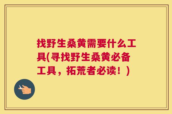 找野生桑黄需要什么工具(寻找野生桑黄必备工具,拓荒者必读!) 找野生桑黄需要什么工具(寻找野生桑黄必备工具,拓荒者必读!)