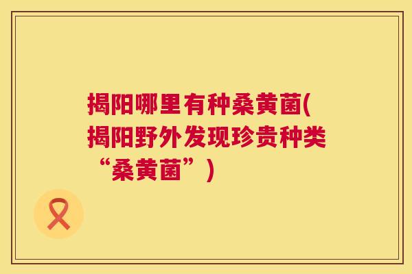 揭阳哪里有种桑黄菌(揭阳野外发现珍贵种类“桑黄菌”)