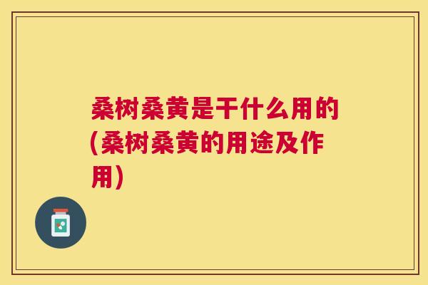 桑树桑黄是干什么用的(桑树桑黄的用途及作用) 桑树桑黄是干什么用的(桑树桑黄的用途及作用)