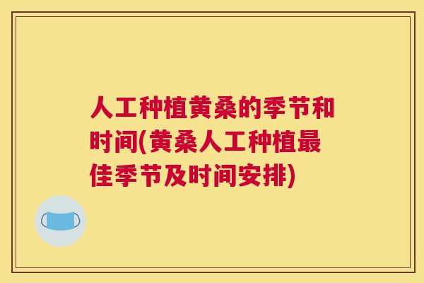 人工种植黄桑的季节和时间(黄桑人工种植佳季节及时间安排) 人工种植黄桑的季节和时间(黄桑人工种植佳季节及时间安排)