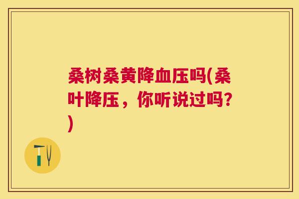 桑树桑黄降吗(桑叶,你听说过吗?) 桑树桑黄降吗(桑叶,你听说过吗?)