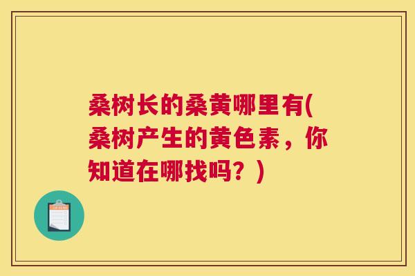 桑树长的桑黄哪里有(桑树产生的黄色素,你知道在哪找吗?) 桑树长的桑黄哪里有(桑树产生的黄色素,你知道在哪找吗?)