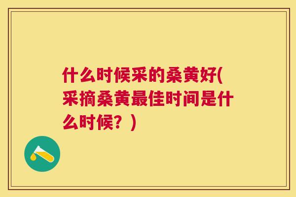 什么时候采的桑黄好(采摘桑黄佳时间是什么时候?) 什么时候采的桑黄好(采摘桑黄佳时间是什么时候?)