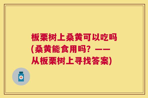 板栗树上桑黄可以吃吗(桑黄能食用吗?——从板栗树上寻找答案) 板栗树上桑黄可以吃吗(桑黄能食用吗?——从板栗树上寻找答案)